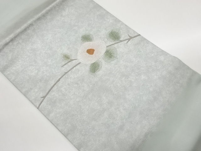 Nagoya obi with camellia embroidery